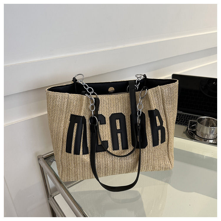 Large capacity fashion tote bag 2025 new style this year's popular woven single-shoulder bag underarm letter handbag wholesale undefined
