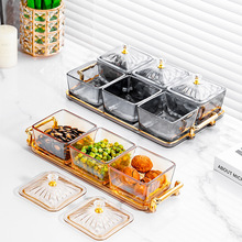 玻璃水果盘茶点零食干果点心小吃碟酒吧足浴KTV会所摆放分格轻奢