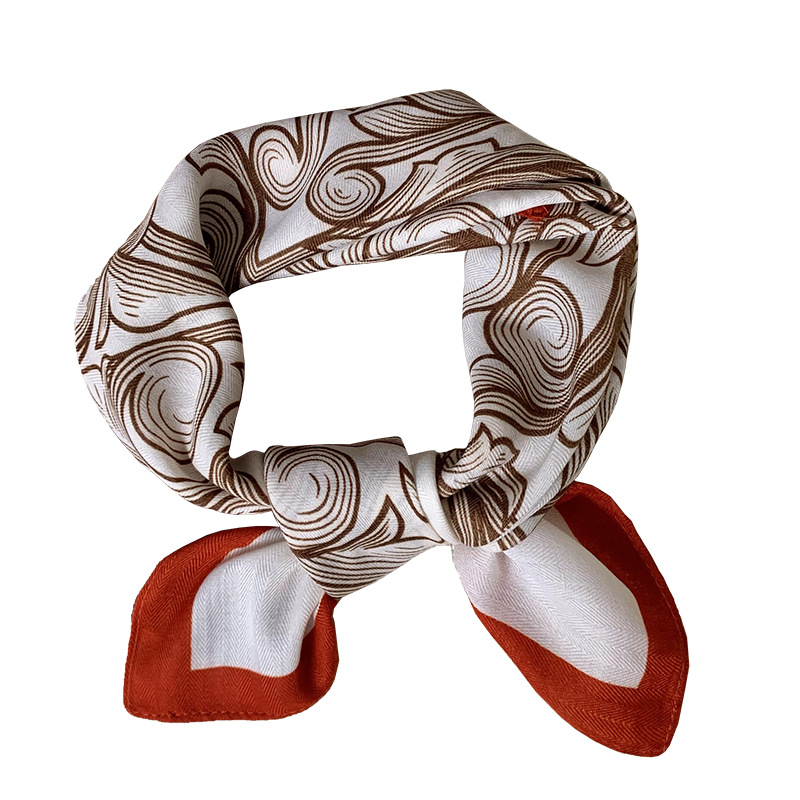 Bufandas de seda cuadrada alta sensación 2025 nueva flor de anacaju imitación bufandas de seda correa de cabello bufandas bufandas al por mayor