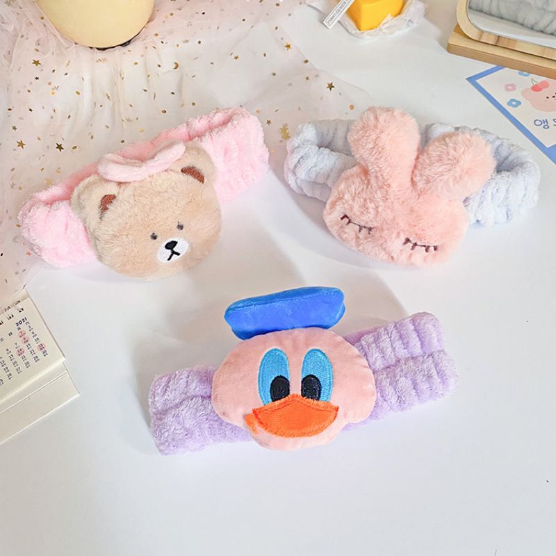 Corea del Sur ins Internet celebridad dibujos animados banda de pelo de felpa conejo oso lindo Super lindo pelo banda chica lavado de cara belleza accesorios para el cabello