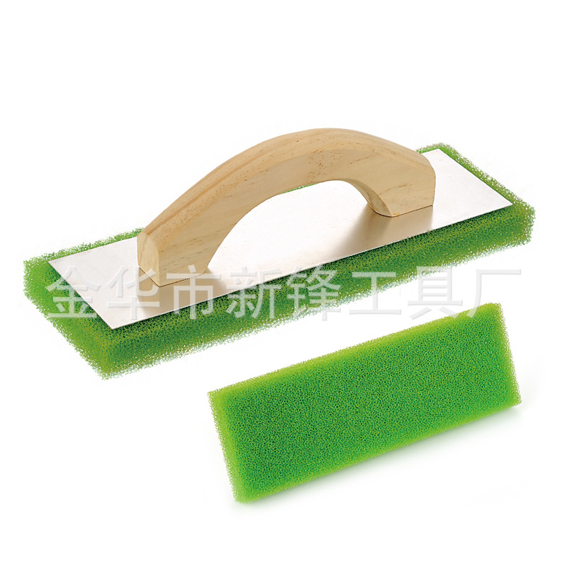 厂家供应木柄+铝板+绿色海绵抹泥板305*100mm 可定牌