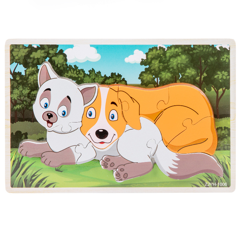 Puzzles de madera tridimensionales bloques de juguetes de construcción para niños 1 1 2 - 3D años y medio 6 niños niñas educación temprana