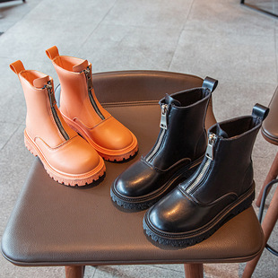 Girls' Martin Boots 2024 Autumn and Winter New Style Fashionable Medium and Large Children's Warm Princess Boots Student Fashion Leather Boots Wholesale