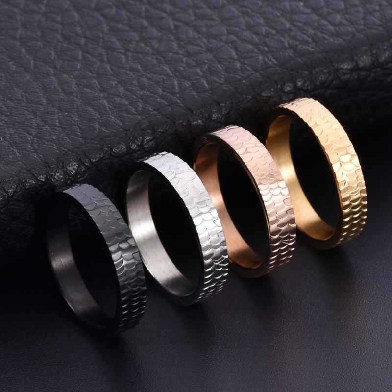 Geometric Pattern Simple Style Geometric Titanium Steel Plating 18K Gold Plated Couple Rings Punk Rings