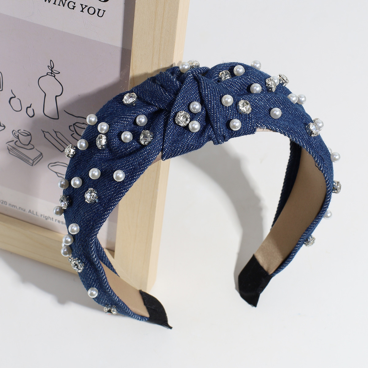 150g Weight Hair Band Hair Accessories Type 1 Piece Quantity Holiday, Daily Occasion Bow Knot Pattern Women's Gender Pearl Design Lady Bow Knot Cloth Pearl Hair Band 7