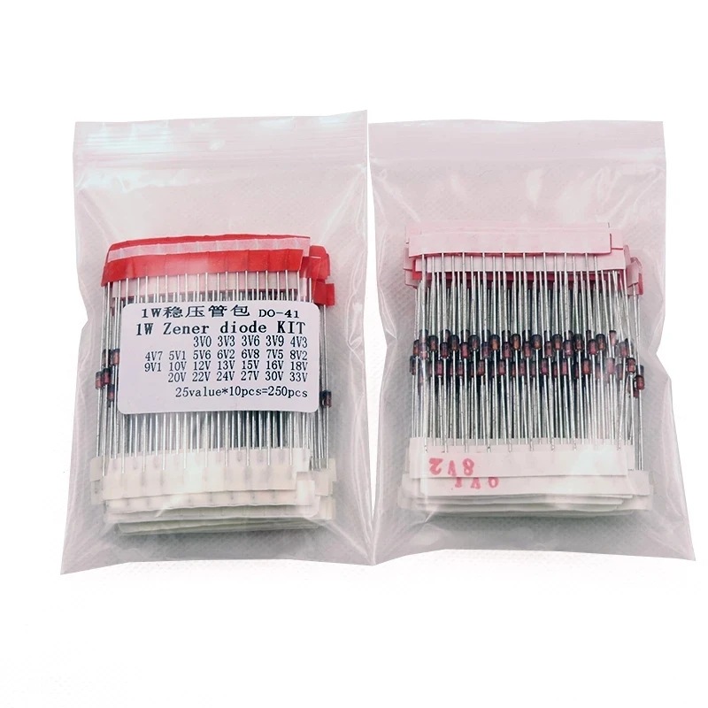 250PCS 1W稳压二极管包 元件包 1N47系列 3V-33V 常用25种各10只