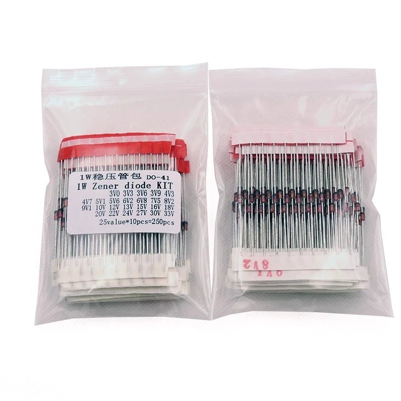 250PCS 1W пакет элементов стабилитрона 1L 47 серии 3V-33V обычно используемые 25 видов каждый 10