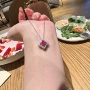 小众时尚红宝石四叶草项链
