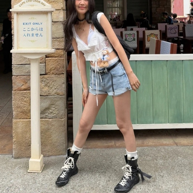 牛皮版~内增高拳击靴女系带马丁靴户外运动猎鸭靴厚底德训靴子女|undefined