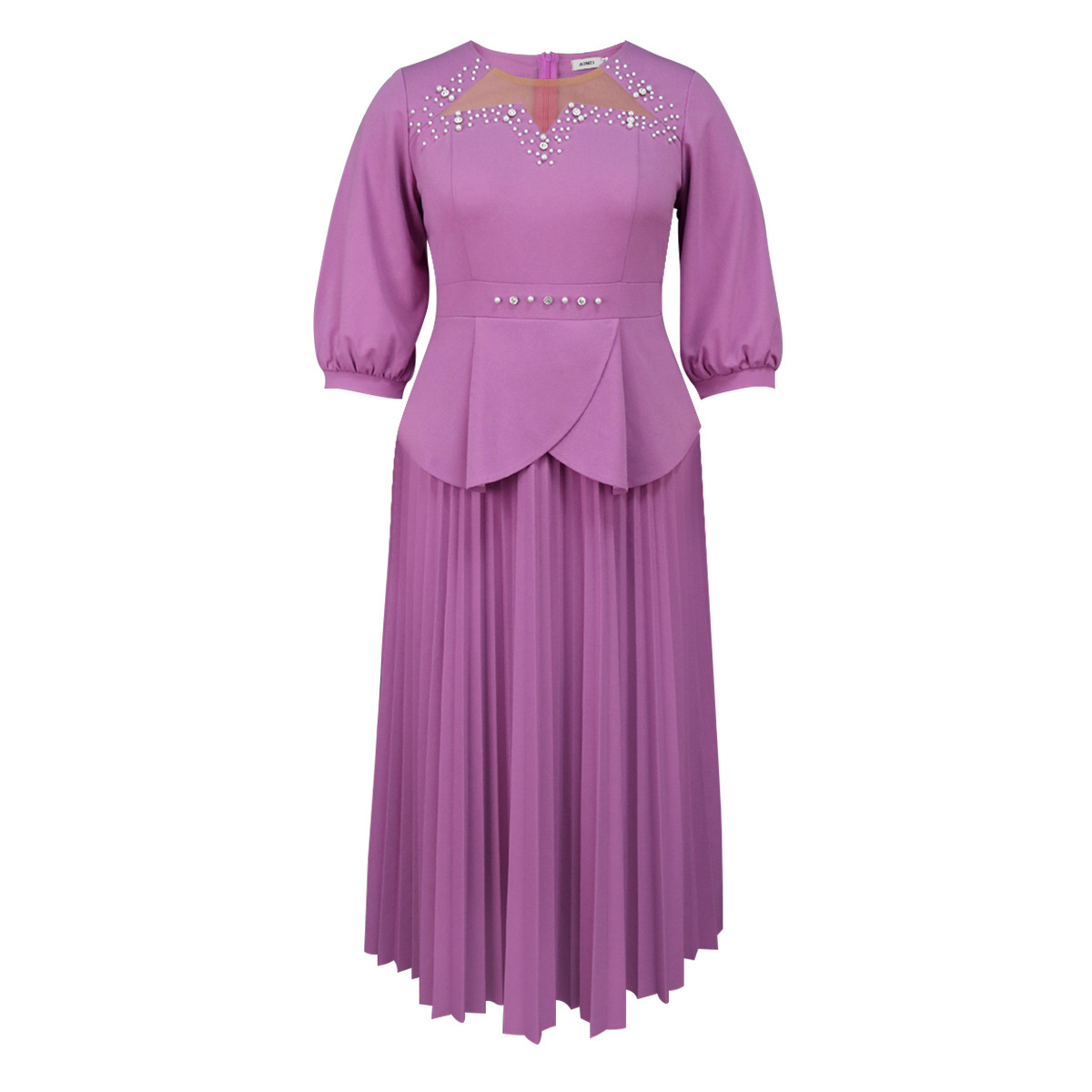 Women's Plus Size Two Piece Lotus Leaf Party Dress Elegant Style_voghion.com