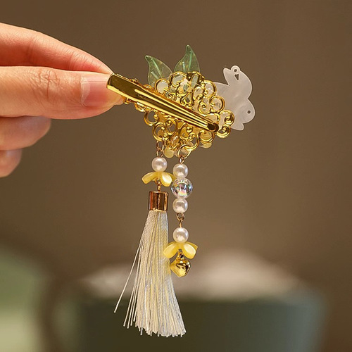New Mid-Autumn Festival children's hairpins, antique-style cute jade rabbit mooncakes, tassels, Hanfu girls' hairpins, cute rabbit headdresses