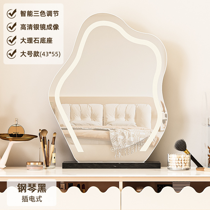 Espejo de maquillaje de nubes con iluminación de escritorio de tocador de dormitorio principal escritorio de lujo ligero led red espejo inteligente avanzado grande
