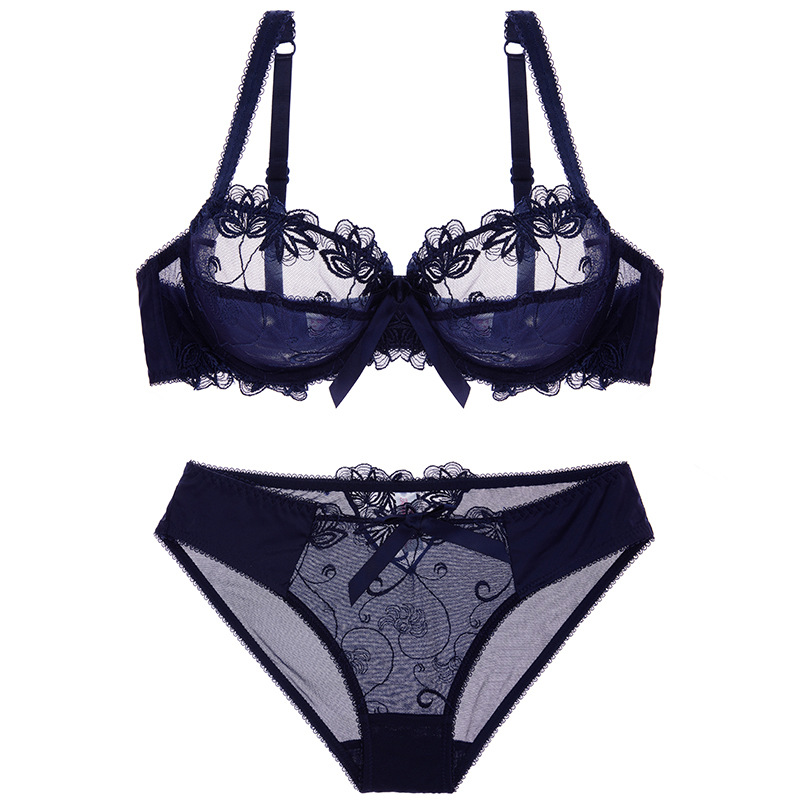 Sujetador sexy de verano para mujer Sujetador de encaje transparente traje arco europeo y americano Comercio exterior ultrafino transpirable más ropa interior de tamaño