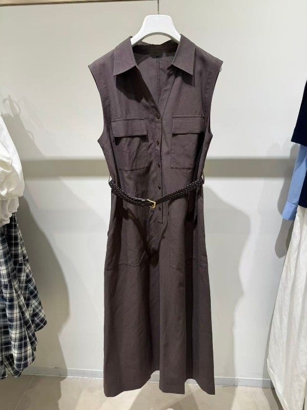 Mm Mai Mai 2026 Spring and Summer New Style Polo Collar Sleeveless Shirt Dress Lace-Up Dress 1H4390141G Mm Mai Mai 2026 Spring and Summer New Style Polo Collar Sleeveless Shirt Dress Lace-Up Dress 1H4390141G