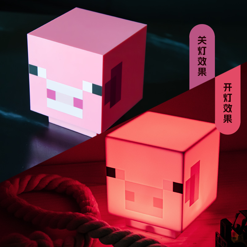 Minecraft creativo, llavero con antorcha, luz nocturna, lámpara de noche para dormitorio, decoración, luz ambiental, adorno de escritorio, regalo