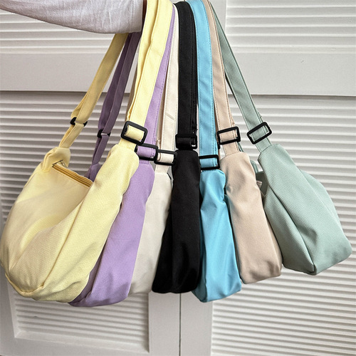 Large-capacity canvas shoulder bag women's  spring and summer new solid color simple fashion casual bag crossbody bag trendy