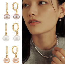 S925纯银复古淡水珍珠耳环高级感气质轻奢耳饰INS小众设计感耳坠