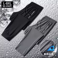 Summer Ice Silk Men's Lightweight Quick-Dry Casual Drawstring Jogger Pants with Zipper Pockets & Cuffed Ankle - Loose Fit Bulk Wholesale