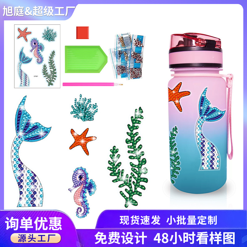 Nuevos pegatinas de taza de agua transfronterizas para niños dibujos de diamantes aleatorios pegatinas hechas a mano diy pegatinas de diamantes unicornios de dibujos animados mayorista