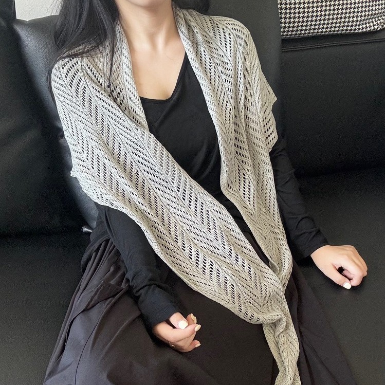 自制冰丝针织披肩镂空三角巾女夏季麻感披肩罩衫防晒空调围巾批发|undefined