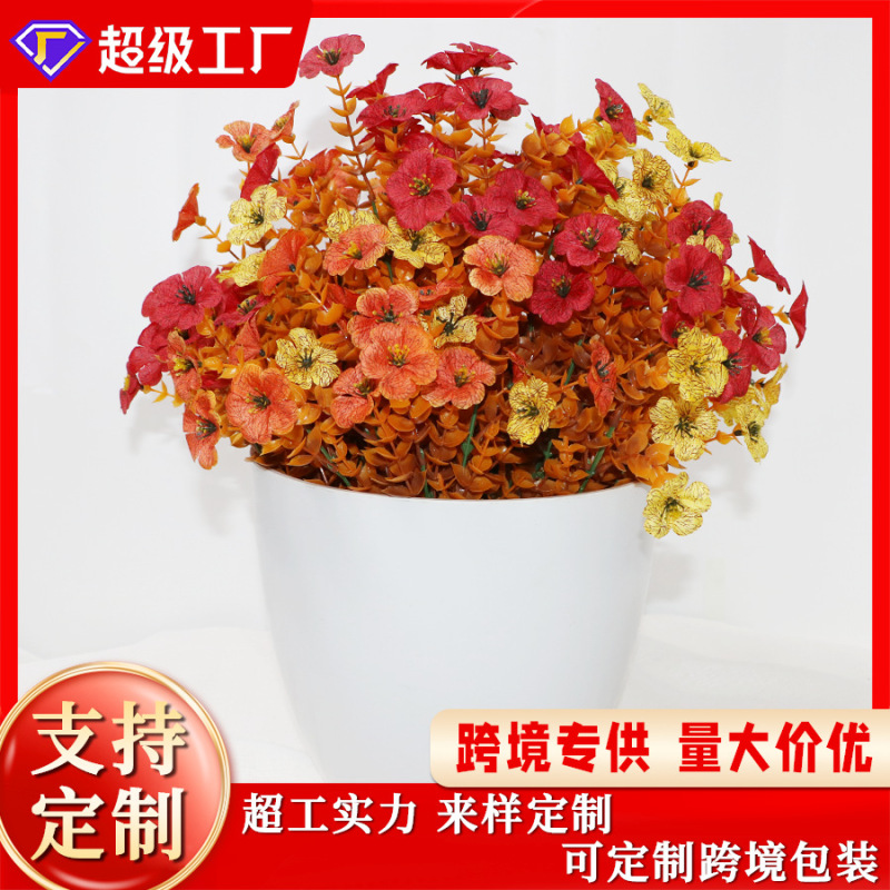 Amazon Autumn Simulated Flowers 7 Forks 35 Mesh Autumn Eucalyptus Violet Artificial Flowers Eucalyptus Flowers Factory Direct Sales