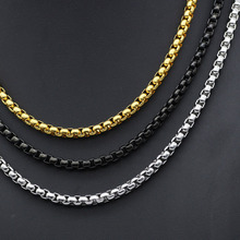 厂家直供不锈钢方珍珠项链 简约吊坠配链 男女时尚饰品 钛钢古巴