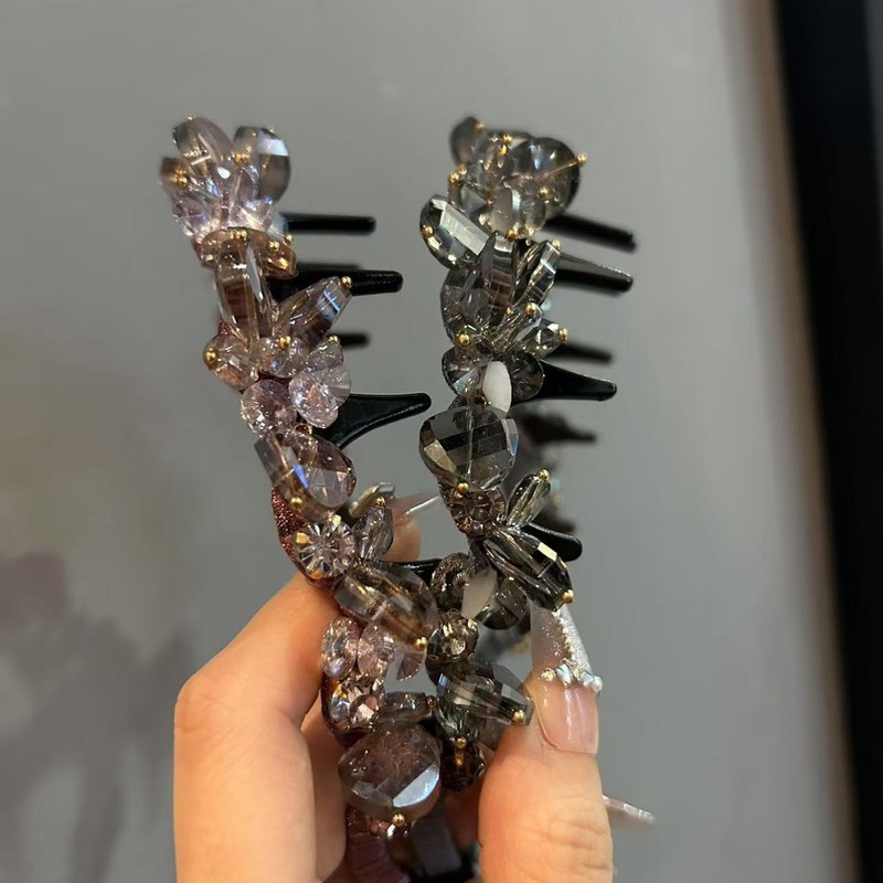 韓国のライト高級クリスタルヘッドバンド、歯付きの高級ヘアコーム、ヘアバンド、多用途の洗顔ヘアピン、ヘッドバンド、女性用ヘアアクセサリー|undefined