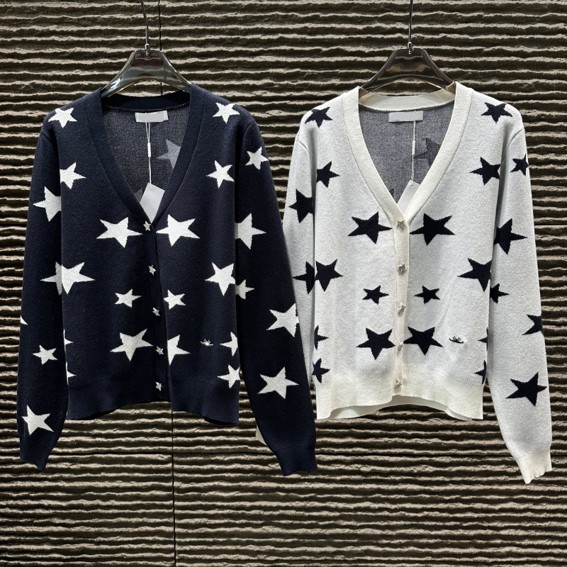 D Brand Star Cardigan Knit Jacket for Women, Autumn and Winter 2025 New Loose Lazy Style High-End Design Sweater