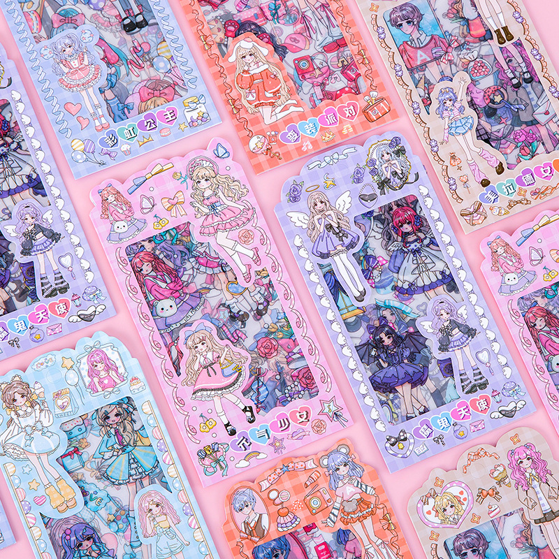 Pegatinas de chicas dopamina transparentes impermeables pet adorables pegatinas de chicas diy diario decoración pegatinas de tarjetas Goku