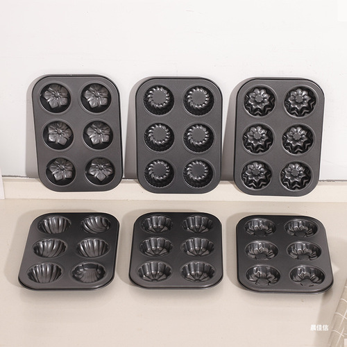 6-piece factory wholesale Madeline shell banana pumpkin baking tray tart mold 12-cavity cupcake pan