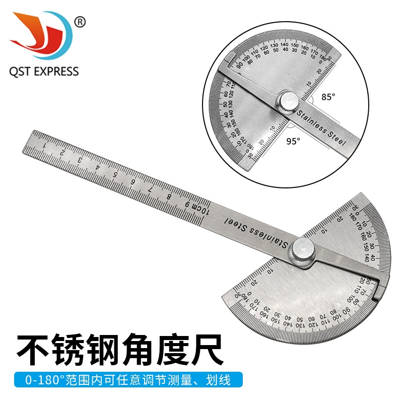 Угловая линейка из нержавеющей стали, угловой измеритель 180 градусов, 0-10 см, регулируемый полукруглый индексирующий измерительный прибор, транспортир, оптовая продажа
