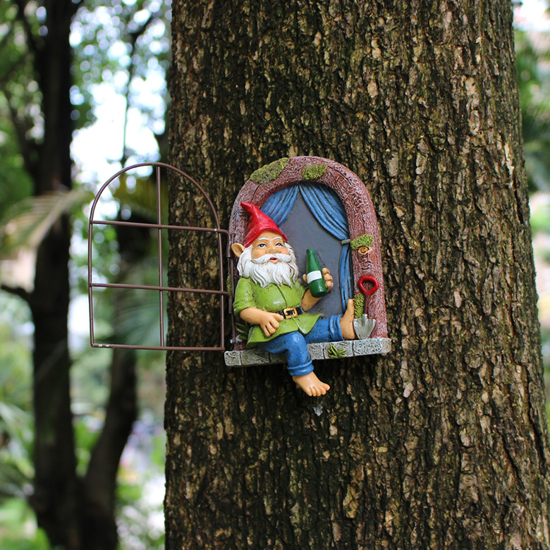    new drinking dwarf open and close iron window outdoor courtyard creative landscape pendant decoration 