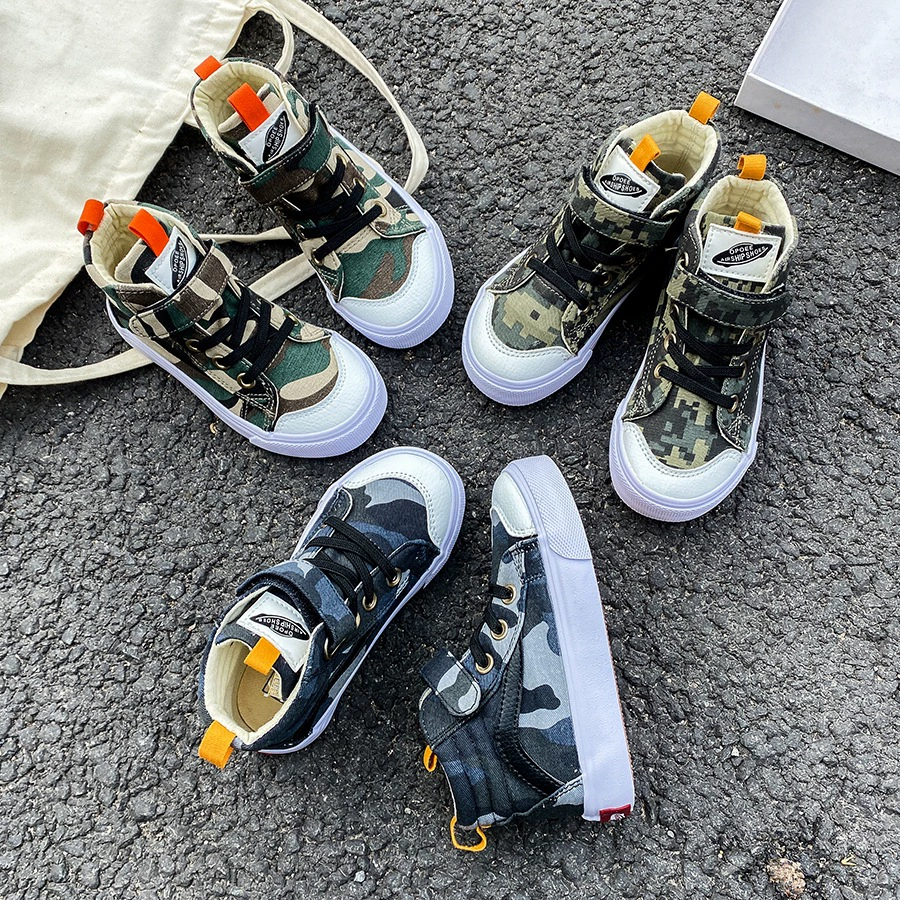 2025 новый камуфляж в китайском стиле для мальчиков в детском холсте обувь высокая корейская версия липучки детская обувь