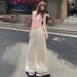 显瘦白色牛仔裤女夏季阔腿宽松高腰垂感阔腿裤女牛仔拖地裤子女款