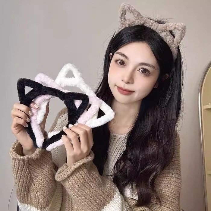 可爱镂空猫耳朵发箍女洗脸发捆发旅头箍2025新款网红发卡猫咪头饰|undefined