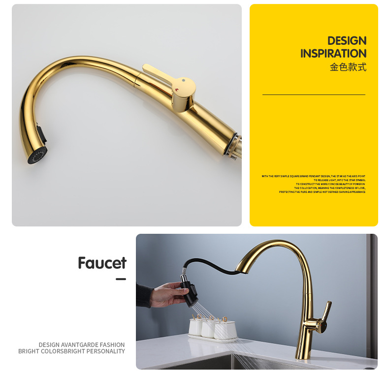 The designer's same style faucet kitchen pull-out faucet, all-copper dual-mode water outlet, 304 stainless steel cold and hot water undefined