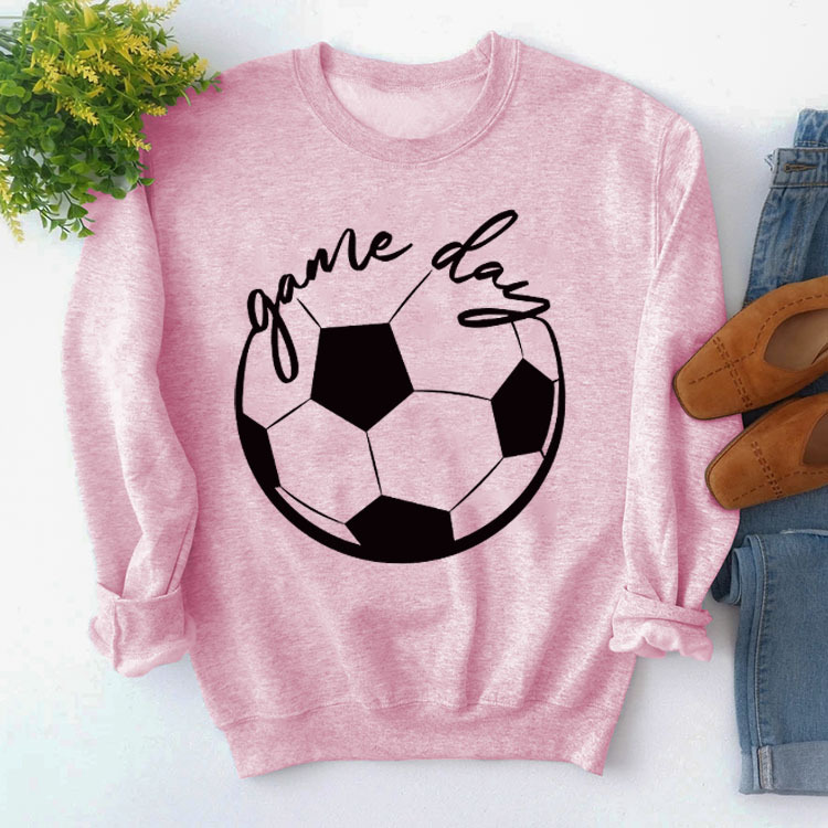 Amazon suéter simple cuello redondo en stock europeo y americano Top manga larga día juego impreso Loose comercio exterior