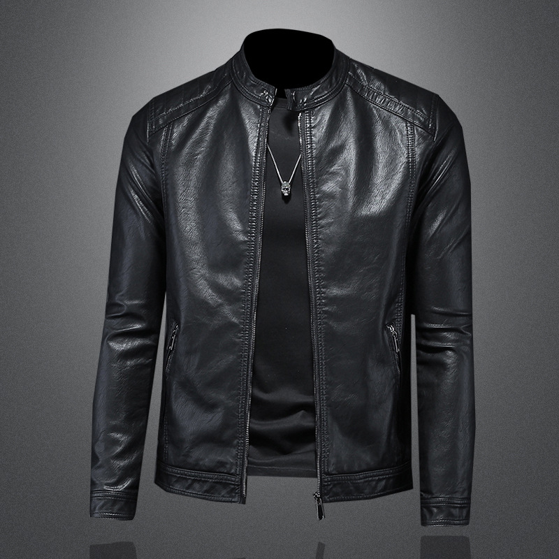 Marvel Venom Motorcycle Leather Jacket Men's Spring New Stand Collar Trendy Slim Casual Leather Jacket Casual Short Jacket