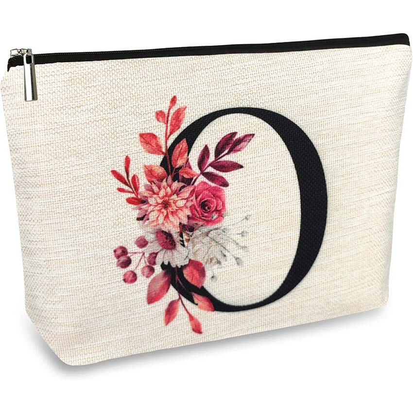 Bolso de cosméticos para mujer de Amazon transfronterizo letra patrón creativo bolsa de cosméticos bolsa de almacenamiento bolsa de cremallera impermeable de lino