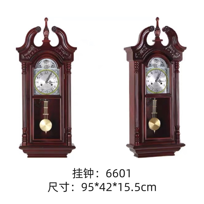 Reloj de pared de estilo chino nuevo antiguo, de madera maciza, mecánico – movimiento de péndulo de cobre Polaris, para Feng Shui.