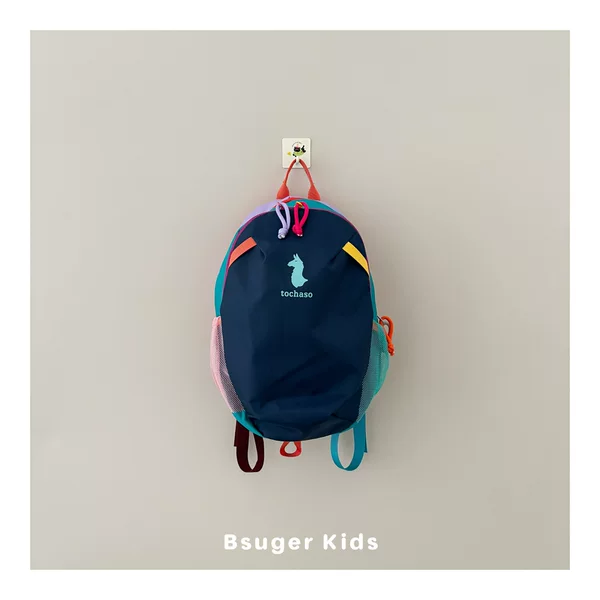 Trendy dopamine rainbow color-blocking children's backpack, lightweight printed school bag for boys and girls, outdoor travel backpack