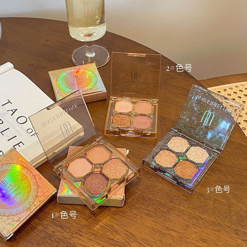 Capel rica rejilla de GEMA de cuatro colores sombra de ojos serie diaria pequeña máquina de corazón de maquillaje de ojos ahumados Placa de sombra de ojos de cuatro colores