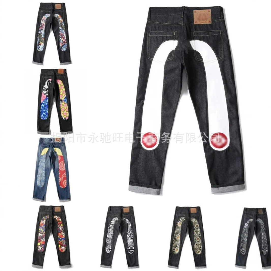 Американский ретро стирка уличный хип-хоп принт джинсы прямые брюки 2024 весна осень новый трансграничный новый