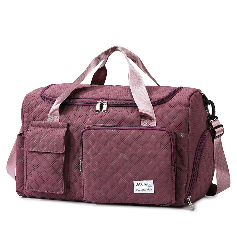 Bolsa de ejercicios de tendencia en relieve de diamante de gran capacidad de almacenamiento de zapatos separación seca y húmeda bolsa de yoga bolsa de viaje plegable