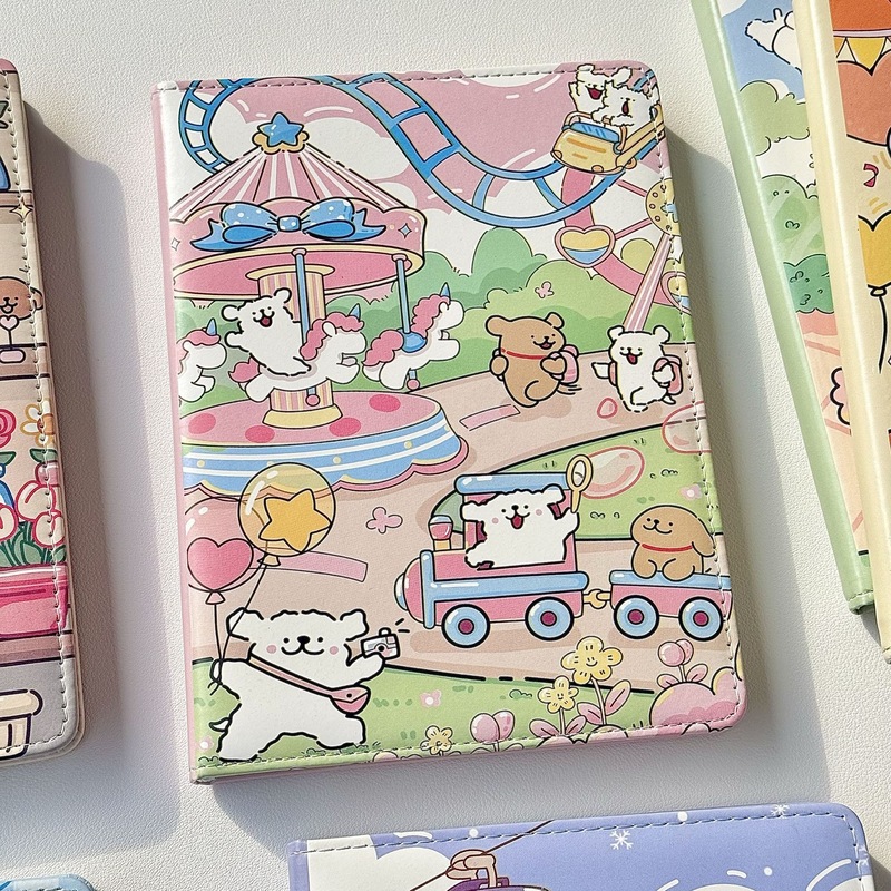 ラインパピー A5 レザー フルカラー インナーページ ノート かわいい漫画 学生日記 手元帳 ギフト|undefined