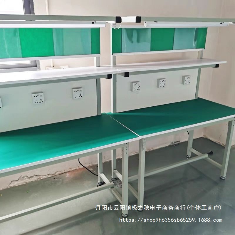 单面防静电工作台双层带灯流水线车间质检桌装配手机维修注塑机台