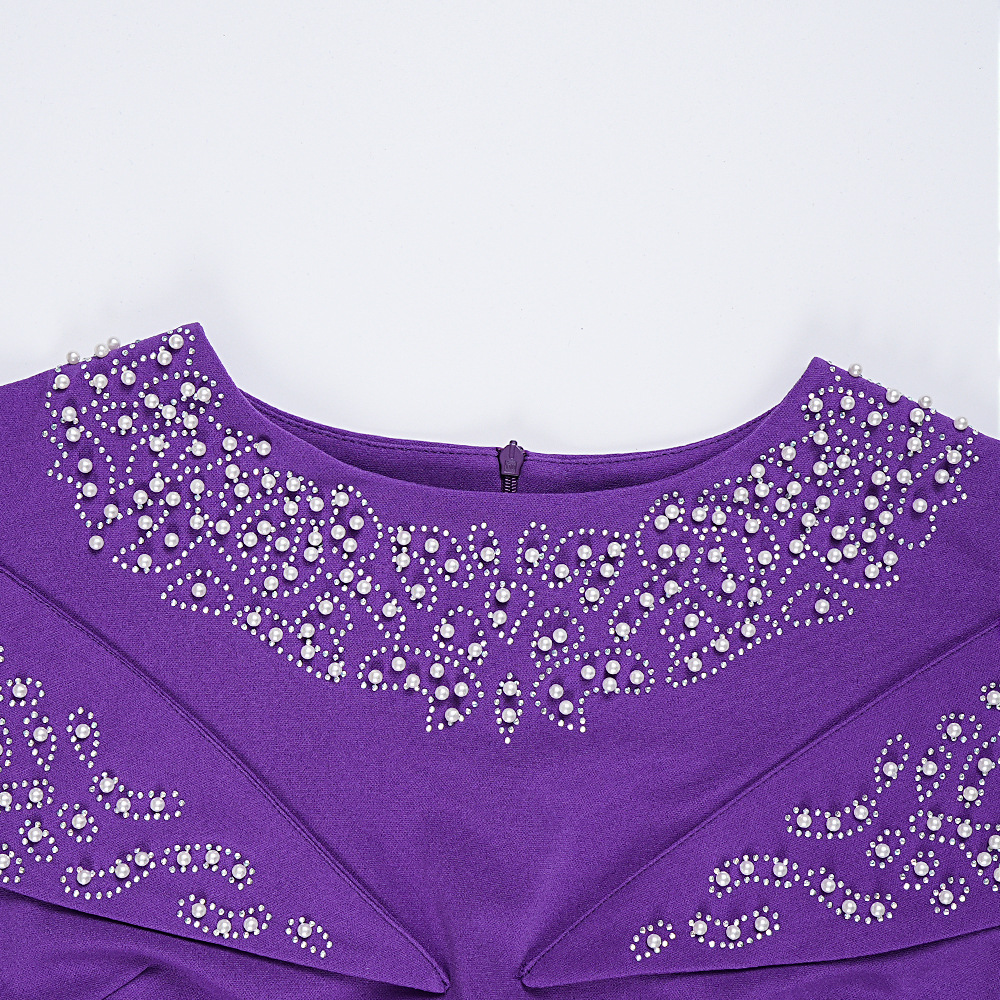 Robe longue moulante élégante ornée de strass et de manches cape - Mode africaine grande taille pour femmes, idéale pour le travail et les soirées_voghion.com
