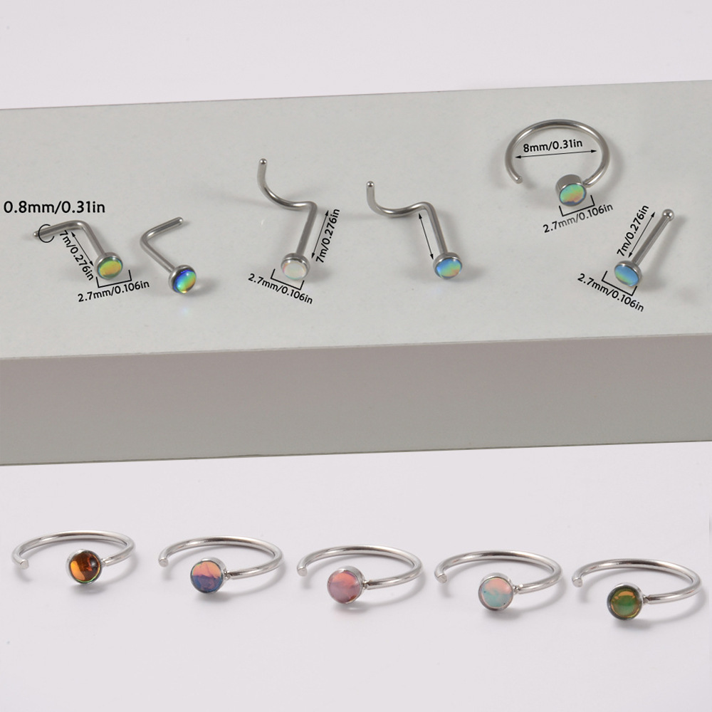 Gradient Nose Stud With Oil Drop Glitter Film In Star Shapes_voghion.com