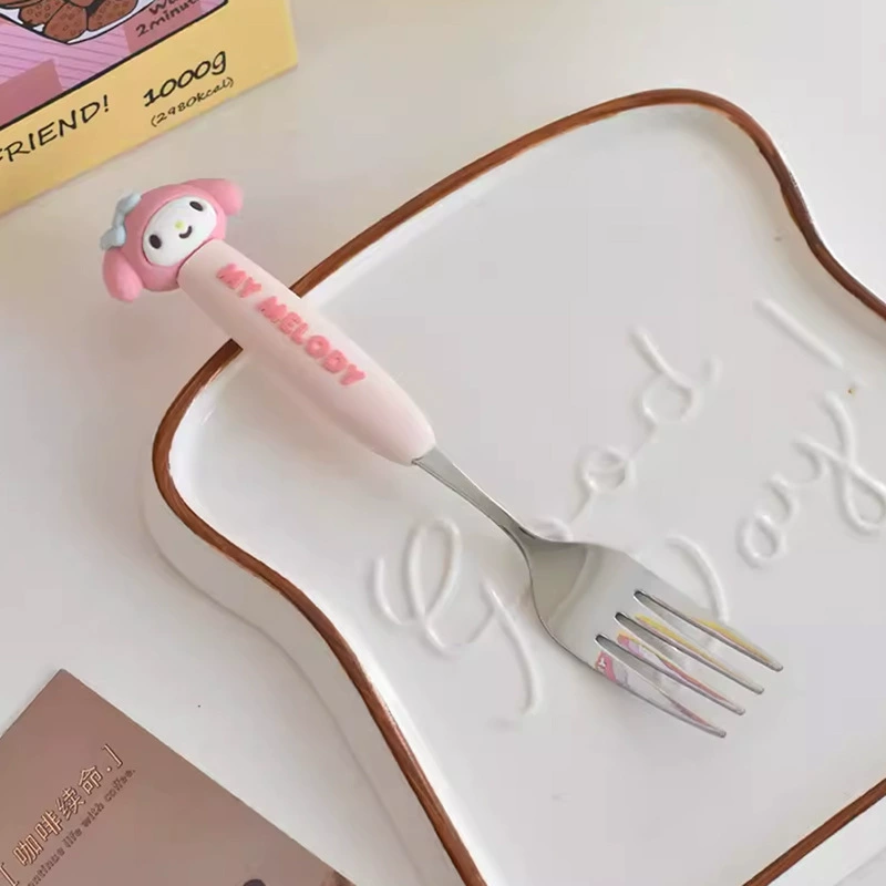 Sanrio, Hello Kitty, подлинные креативные столовые приборы, ложка нержавеющая сталь, вилка, детальный набор, нержавеющая сталь AISI 304