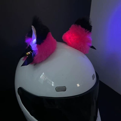 Motosiklet dəbilqələri Luminous Cat Ear Motorcycle - rose-red-ears-black-tips-cat-ears-and-lights